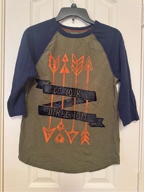 Cherokee Olive & Navy Raglan Tee with Orange Arrow Graphic